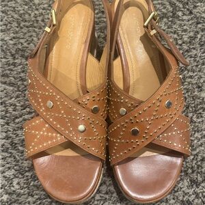 Vanessa Bruno Brown Studded Wedge Sandals size 41 (US8)